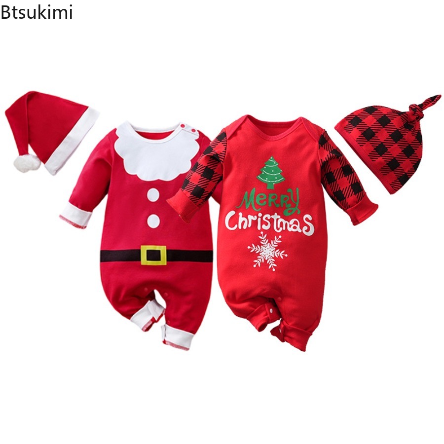 Baby Clothing Neutral - 0-18M Baby Weihnachtsmann-Overall + Mütze Neugeborenen